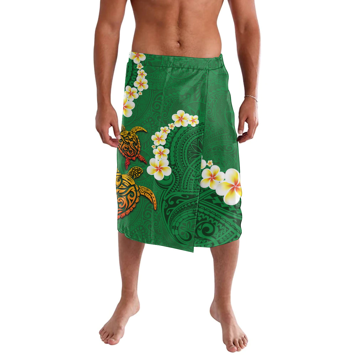 Hawaii Turtle Plumeria Flower Lavalava Polynesian Pattern Green Color LT03 Green - Polynesian Pride