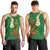 Hawaii Turtle Plumeria Flower Men Tank Top Polynesian Pattern Green Color