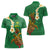 Hawaii Turtle Plumeria Flower Women Polo Shirt Polynesian Pattern Green Color