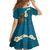 Hawaii Turtle Plumeria Flower Family Matching Long Sleeve Bodycon Dress and Hawaiian Shirt Polynesian Pattern Blue Color