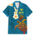 Hawaii Turtle Plumeria Flower Family Matching Mermaid Dress and Hawaiian Shirt Polynesian Pattern Blue Color