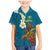 Hawaii Turtle Plumeria Flower Family Matching Mermaid Dress and Hawaiian Shirt Polynesian Pattern Blue Color