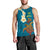 Hawaii Turtle Plumeria Flower Men Tank Top Polynesian Pattern Blue Color