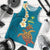 Hawaii Turtle Plumeria Flower Men Tank Top Polynesian Pattern Blue Color