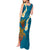 Hawaii Turtle Plumeria Flower Tank Maxi Dress Polynesian Pattern Blue Color