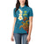 Hawaii Turtle Plumeria Flower Women Polo Shirt Polynesian Pattern Blue Color