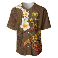Hawaii Turtle Plumeria Flower Baseball Jersey Polynesian Pattern Brown Color LT03 Brown - Polynesian Pride