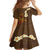 Hawaii Turtle Plumeria Flower Family Matching Off Shoulder Maxi Dress and Hawaiian Shirt Polynesian Pattern Brown Color