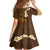 Hawaii Turtle Plumeria Flower Family Matching Short Sleeve Bodycon Dress and Hawaiian Shirt Polynesian Pattern Brown Color