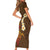 Hawaii Turtle Plumeria Flower Family Matching Short Sleeve Bodycon Dress and Hawaiian Shirt Polynesian Pattern Brown Color