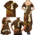 Hawaii Turtle Plumeria Flower Family Matching Summer Maxi Dress and Hawaiian Shirt Polynesian Pattern Brown Color