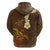 Hawaii Turtle Plumeria Flower Hoodie Polynesian Pattern Brown Color