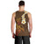 Hawaii Turtle Plumeria Flower Men Tank Top Polynesian Pattern Brown Color