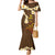 Hawaii Turtle Plumeria Flower Mermaid Dress Polynesian Pattern Brown Color