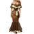 Hawaii Turtle Plumeria Flower Mermaid Dress Polynesian Pattern Brown Color