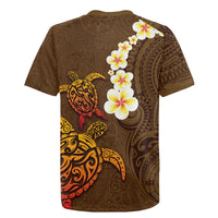 Hawaii Turtle Plumeria Flower Rugby Jersey Polynesian Pattern Brown Color LT03 - Polynesian Pride