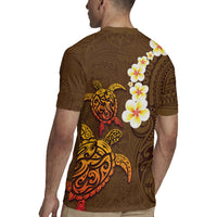 Hawaii Turtle Plumeria Flower Rugby Jersey Polynesian Pattern Brown Color LT03 - Polynesian Pride