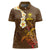 Hawaii Turtle Plumeria Flower Women Polo Shirt Polynesian Pattern Brown Color