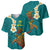 Hawaii Turtle Plumeria Flower Baseball Jersey Polynesian Pattern Turquoise Color