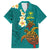 Hawaii Turtle Plumeria Flower Family Matching Summer Maxi Dress and Hawaiian Shirt Polynesian Pattern Turquoise Color