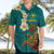 Hawaii Turtle Plumeria Flower Hawaiian Shirt Polynesian Pattern Turquoise Color