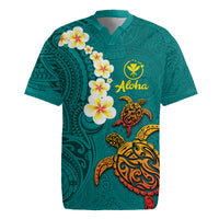 Hawaii Turtle Plumeria Flower Rugby Jersey Polynesian Pattern Turquoise Color LT03 Turquoise - Polynesian Pride