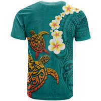 Hawaii Turtle Plumeria Flower T Shirt Polynesian Pattern Turquoise Color LT03 - Polynesian Pride