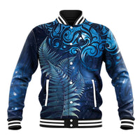 Matariki New Zealand Maori Silver Fern Baseball Jacket Galaxy Blue Sky Style LT03 Unisex Blue - Polynesian Pride