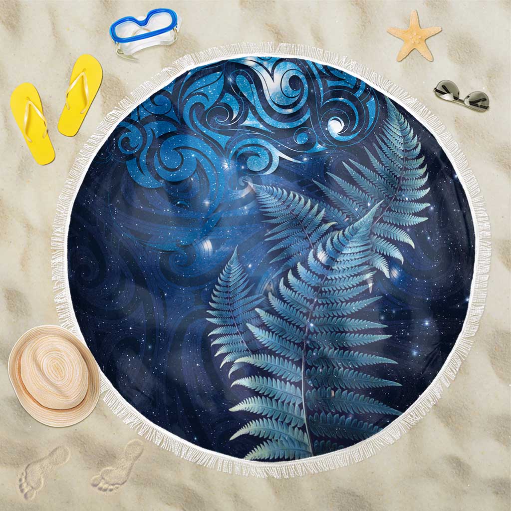 Matariki New Zealand Maori Silver Fern Beach Blanket Galaxy Blue Sky Style LT03 One Size 150cm Blue - Polynesian Pride