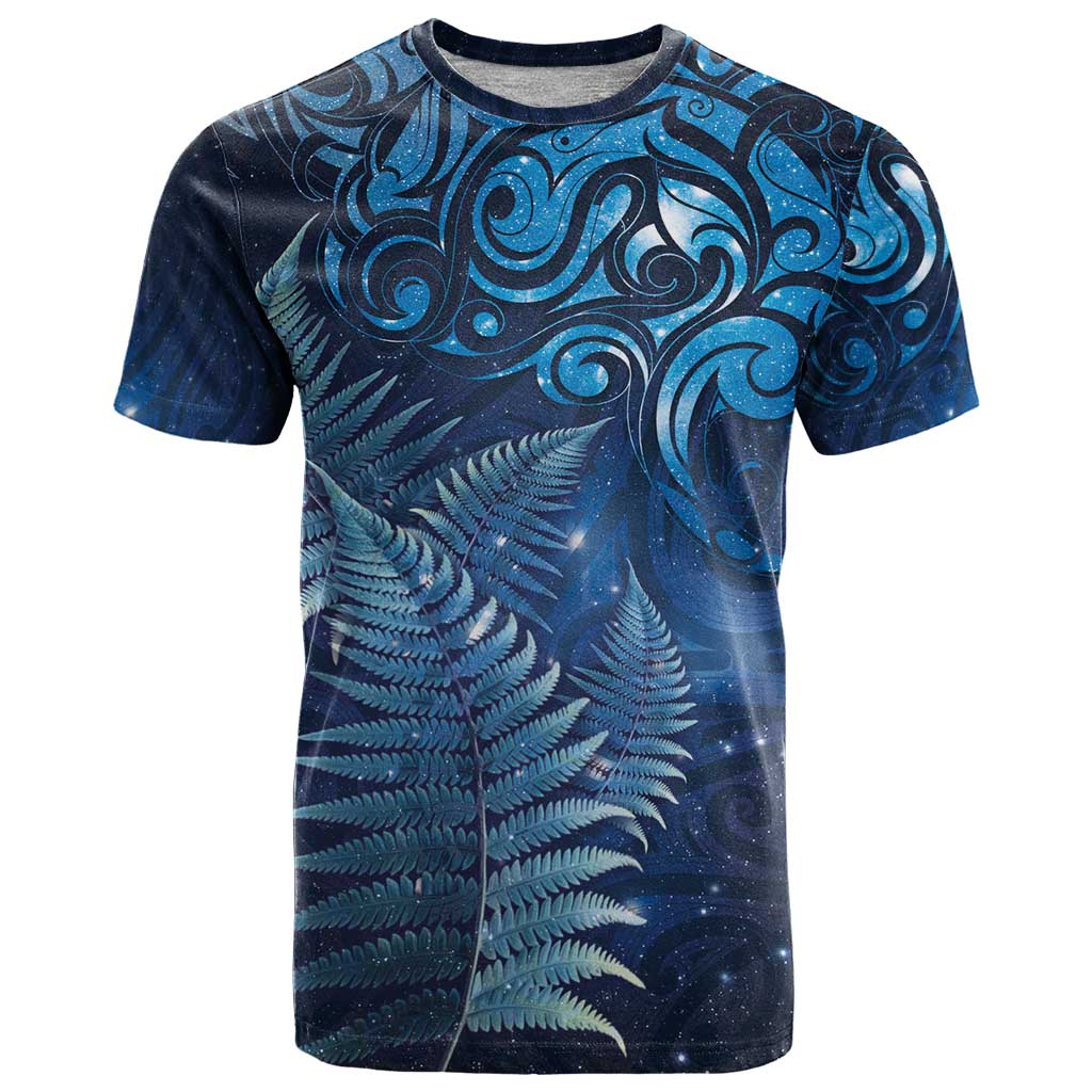 Matariki New Zealand Maori Silver Fern T Shirt Galaxy Blue Sky Style LT03 Blue - Polynesian Pride
