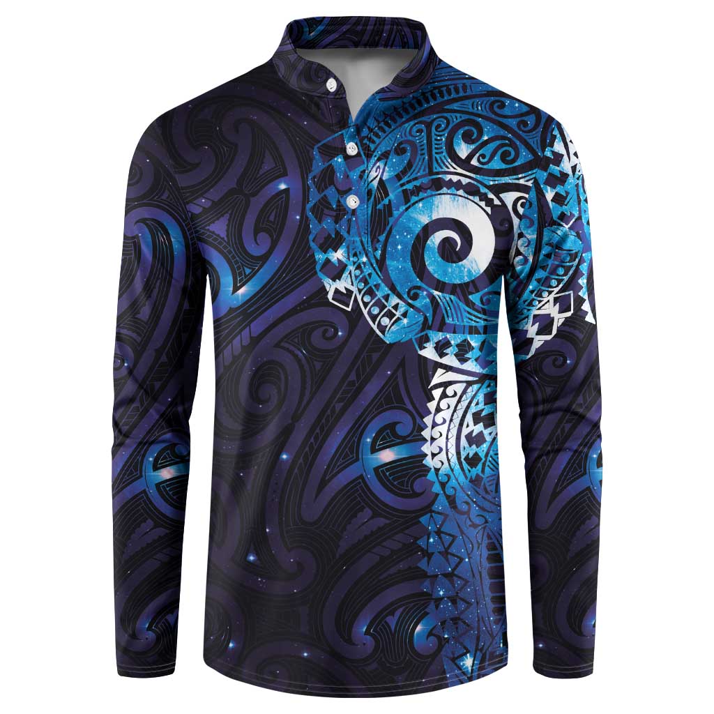 Matariki New Zealand Maori Koru Art Tattoo Button Sweatshirt New Year Galaxy Blue Sky Style LT03 Blue - Polynesian Pride