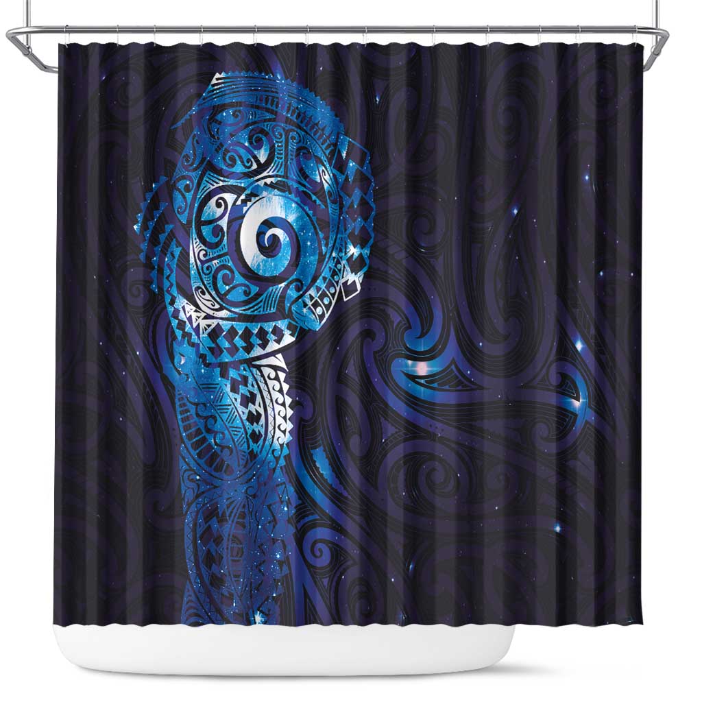 Matariki New Zealand Maori Koru Art Tattoo Shower Curtain New Year Galaxy Blue Sky Style LT03 Blue - Polynesian Pride