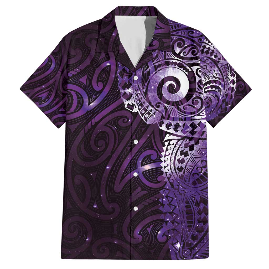 Matariki New Zealand Maori Koru Art Tattoo Hawaiian Shirt New Year Galaxy Purple Sky Style LT03 Purple - Polynesian Pride