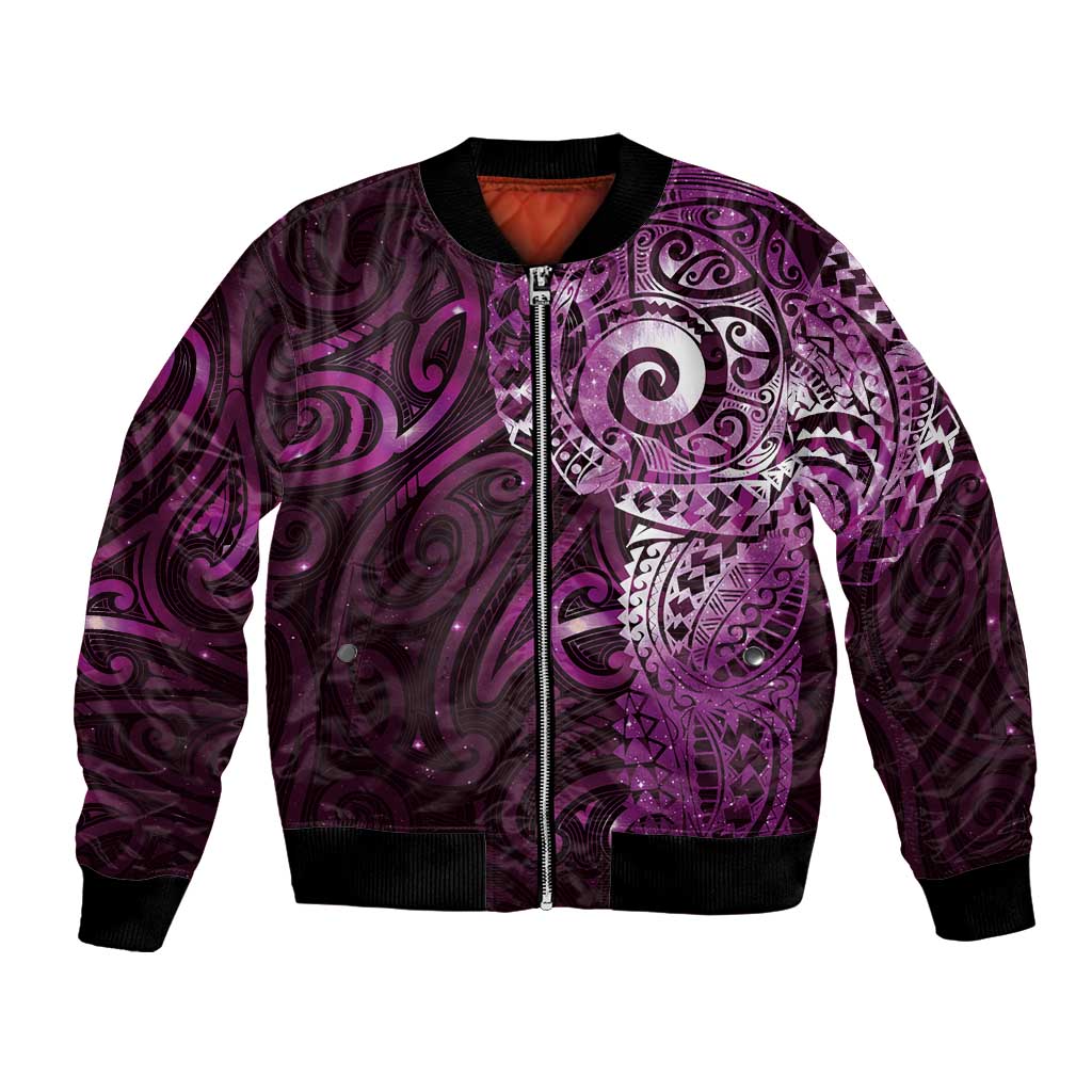 Matariki New Zealand Maori Koru Art Tattoo Bomber Jacket New Year Galaxy Pink Sky Style LT03 Unisex Pink - Polynesian Pride