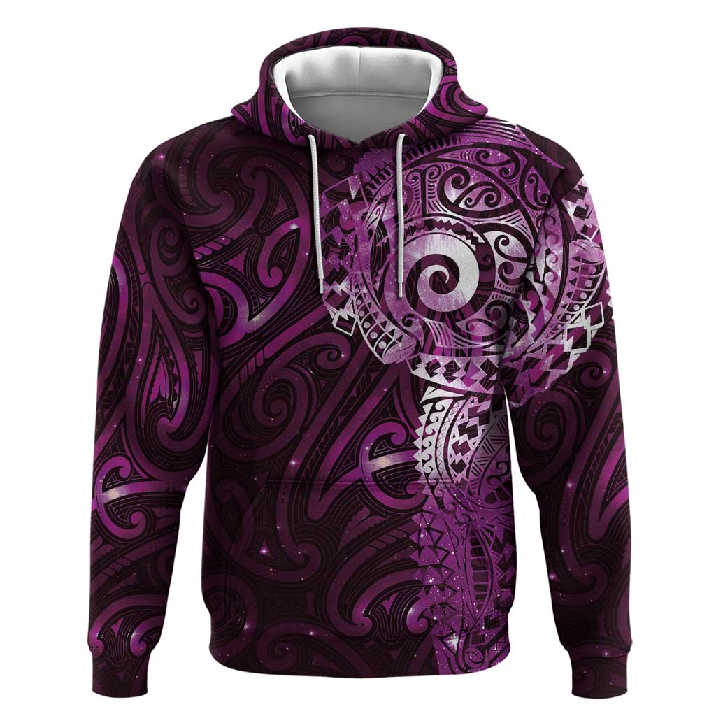 Matariki New Zealand Maori Koru Art Tattoo Hoodie New Year Galaxy Pink Sky Style LT03 Pullover Hoodie Pink - Polynesian Pride