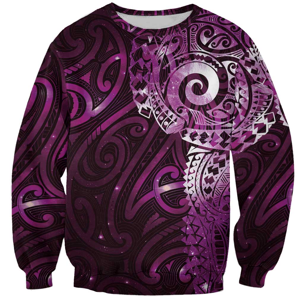 Matariki New Zealand Maori Koru Art Tattoo Sweatshirt New Year Galaxy Pink Sky Style LT03 Unisex Pink - Polynesian Pride