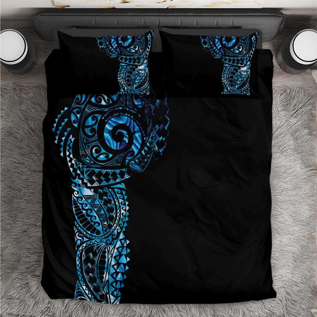 New Zealand Maori Koru Art Traditional Tattoo Bedding Set Paua Shell LT03 Black - Polynesian Pride