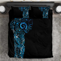 New Zealand Maori Koru Art Traditional Tattoo Bedding Set Paua Shell LT03 Black - Polynesian Pride