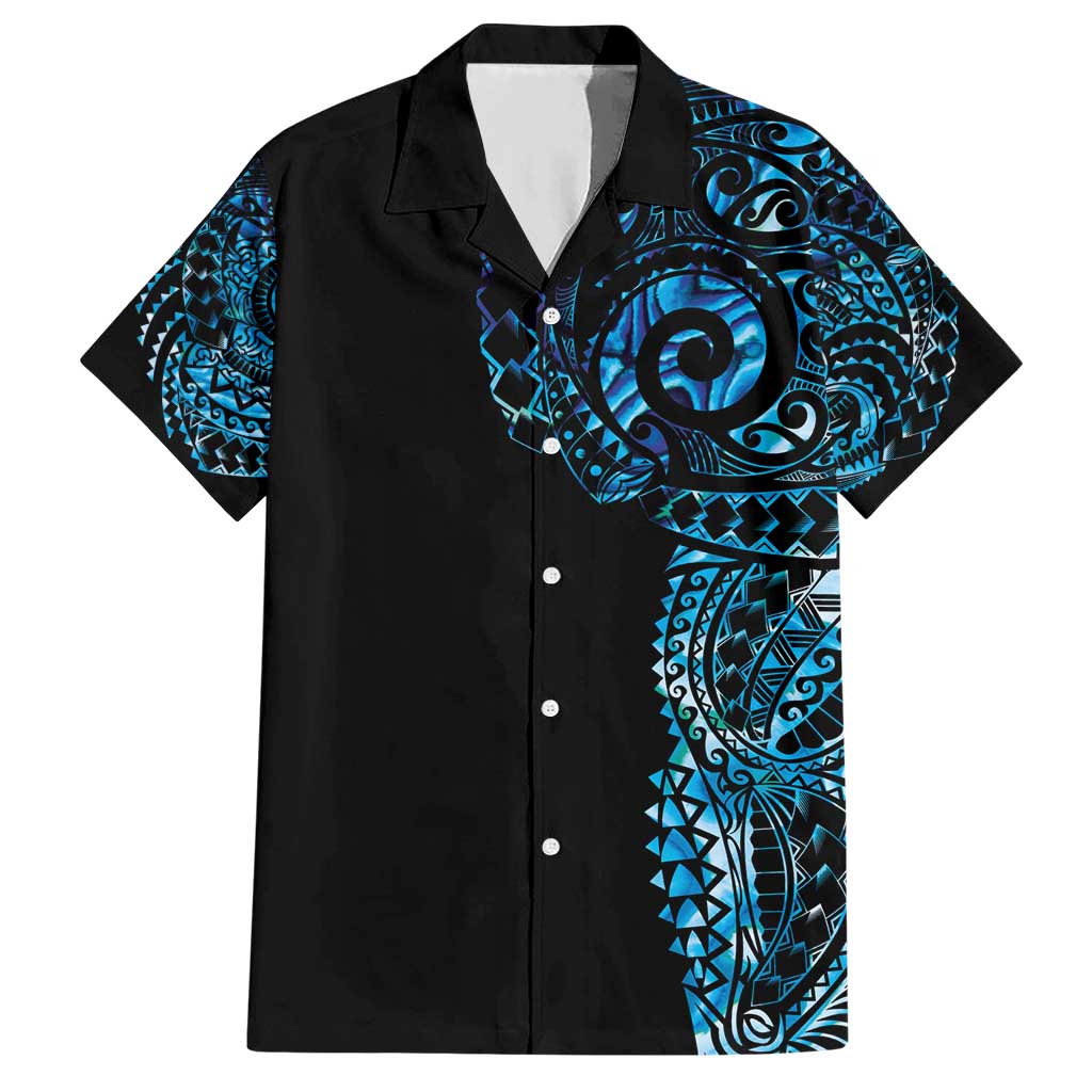 New Zealand Maori Koru Art Traditional Tattoo Hawaiian Shirt Paua Shell LT03 Black - Polynesian Pride