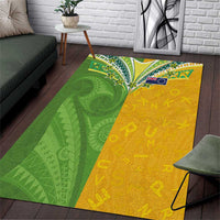 Cook Islands Language Week Area Rug Tatau Pattern and Rarotongan Alphabet LT03 Green - Polynesian Pride