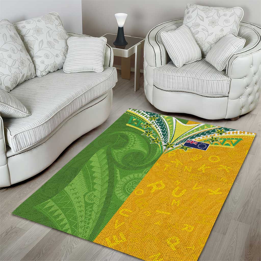 Cook Islands Language Week Area Rug Tatau Pattern and Rarotongan Alphabet LT03 - Polynesian Pride