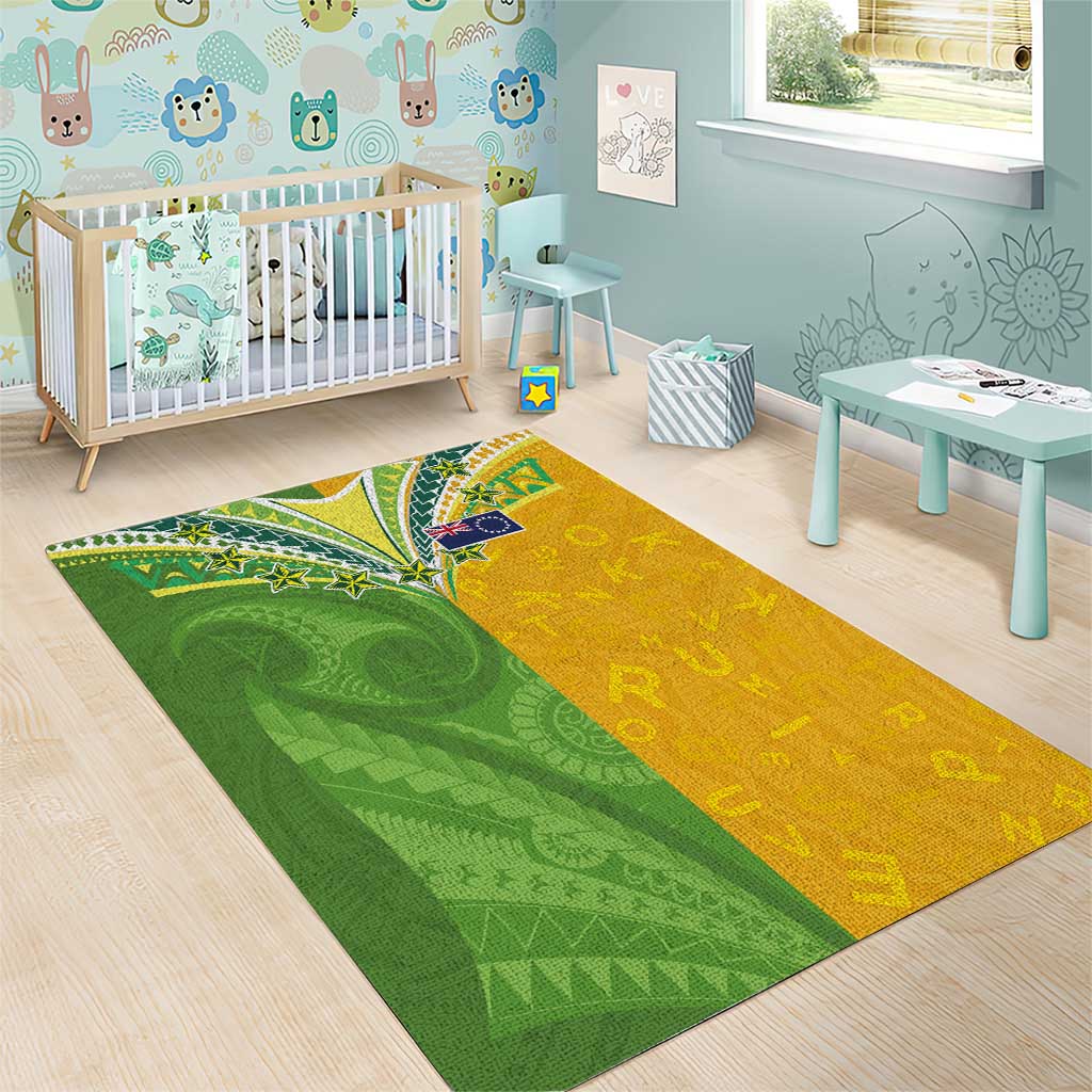 Cook Islands Language Week Area Rug Tatau Pattern and Rarotongan Alphabet LT03 - Polynesian Pride