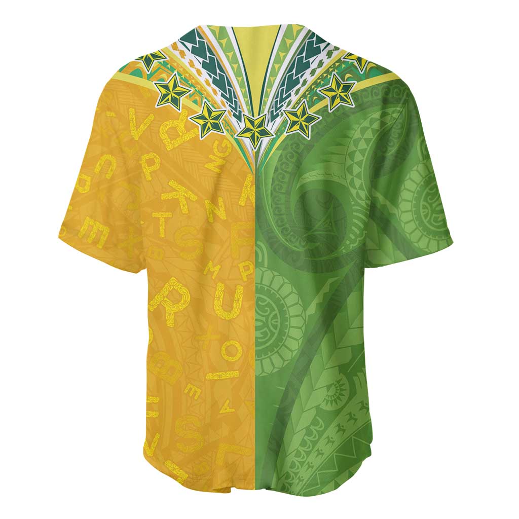 Cook Islands Language Week Baseball Jersey Tatau Pattern and Rarotongan Alphabet LT03 - Polynesian Pride