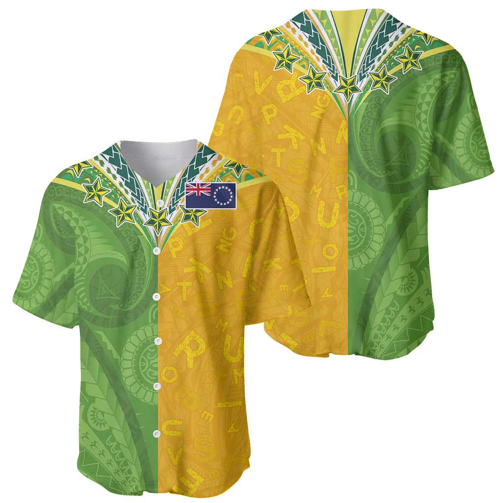 Cook Islands Language Week Baseball Jersey Tatau Pattern and Rarotongan Alphabet LT03 - Polynesian Pride