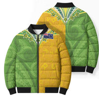 Cook Islands Language Week Bomber Puffer Jacket Tatau Pattern and Rarotongan Alphabet LT03 - Polynesian Pride