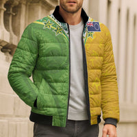 Cook Islands Language Week Bomber Puffer Jacket Tatau Pattern and Rarotongan Alphabet LT03 - Polynesian Pride