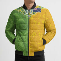 Cook Islands Language Week Bomber Puffer Jacket Tatau Pattern and Rarotongan Alphabet LT03 - Polynesian Pride