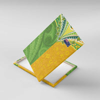 Cook Islands Language Week Canvas Wall Art Tatau Pattern and Rarotongan Alphabet LT03 With Frame Green - Polynesian Pride