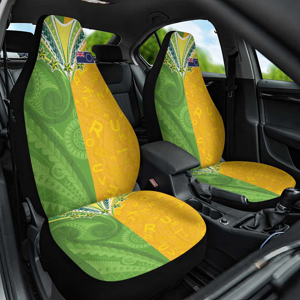 Cook Islands Language Week Car Seat Cover Tatau Pattern and Rarotongan Alphabet LT03 One Size Green - Polynesian Pride