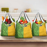Cook Islands Language Week Grocery Bag Tatau Pattern and Rarotongan Alphabet LT03 3-pack One Size Green - Polynesian Pride
